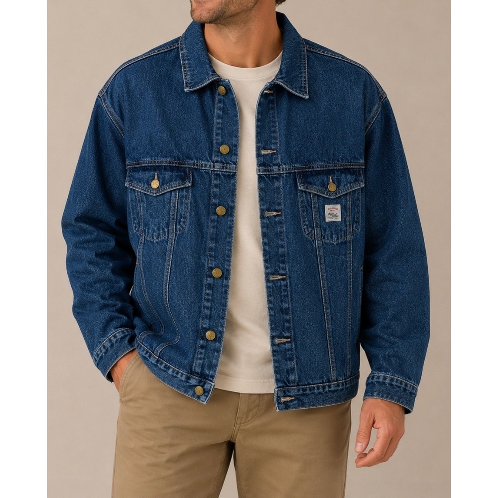 Vintage Pointer‎ Brand Mens 3XL Blue Denim Trucker Jacket Made in USA Workwear